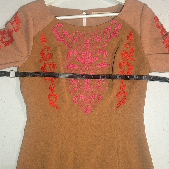 Champagne & Strawberry Boho Embroidered Mini Dress Size Small - Picture 7 of 10